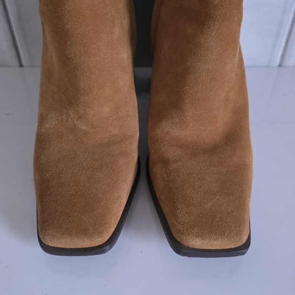 Sam Edelman 7.5 Old Money Contemporary Tan Suede Square Toe Ivette Boots - Picture 11 of 15